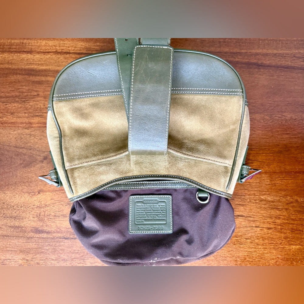 Vintage Coach Olive Green Suede Hobo Y2K 2000s - Picture 11 of 13